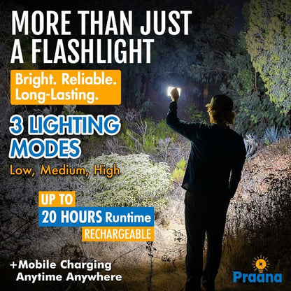 3-In-1 Solar Survival Kit, Emergency Flashlight with 5000Mah USB-C Power Bank & 7W Solar Panel for Power Outages, Camping, and Emergency Preparedness