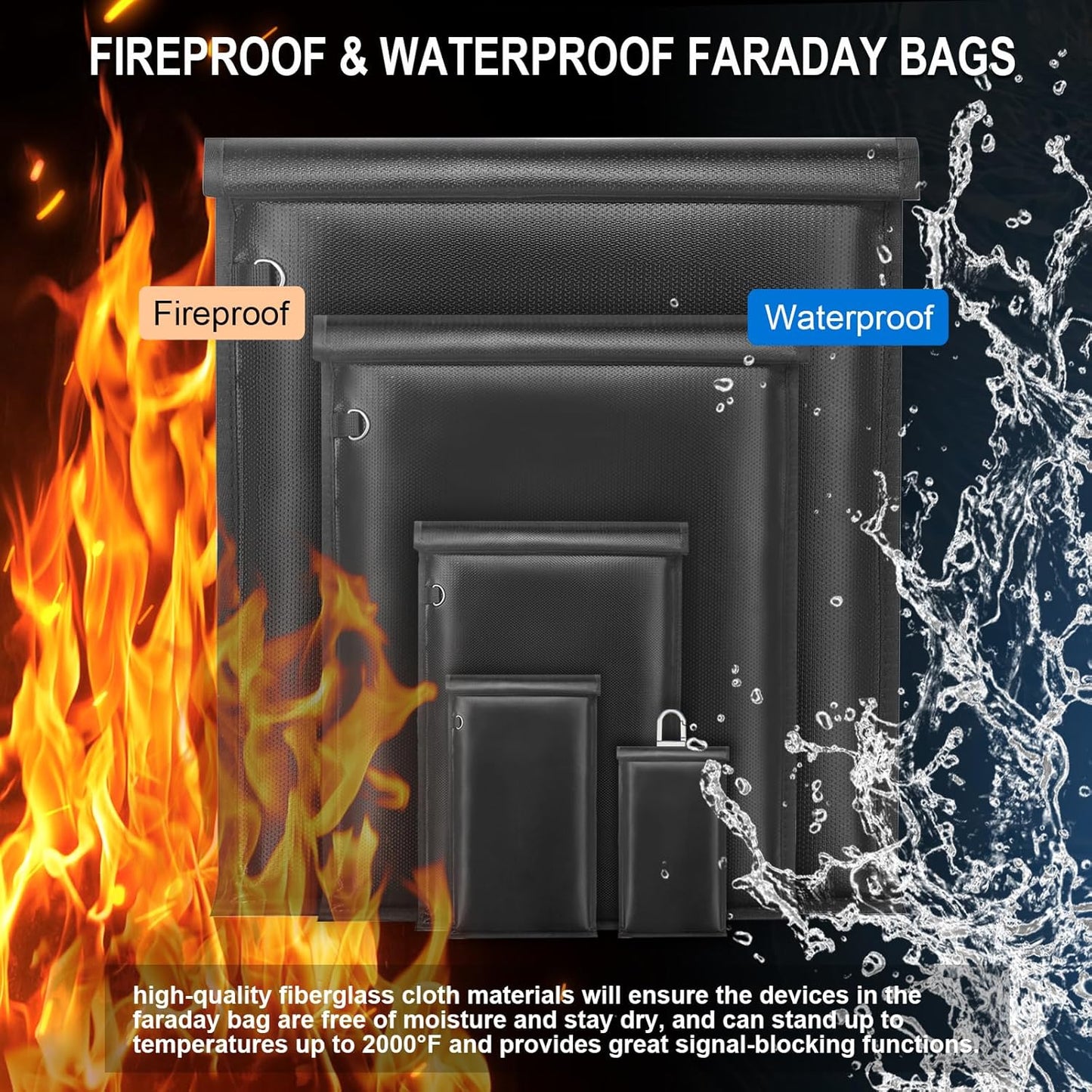 5 Pack Faraday Bags for Laptops & Tablets & Phones & Car Keys, Anti-Tracking Far