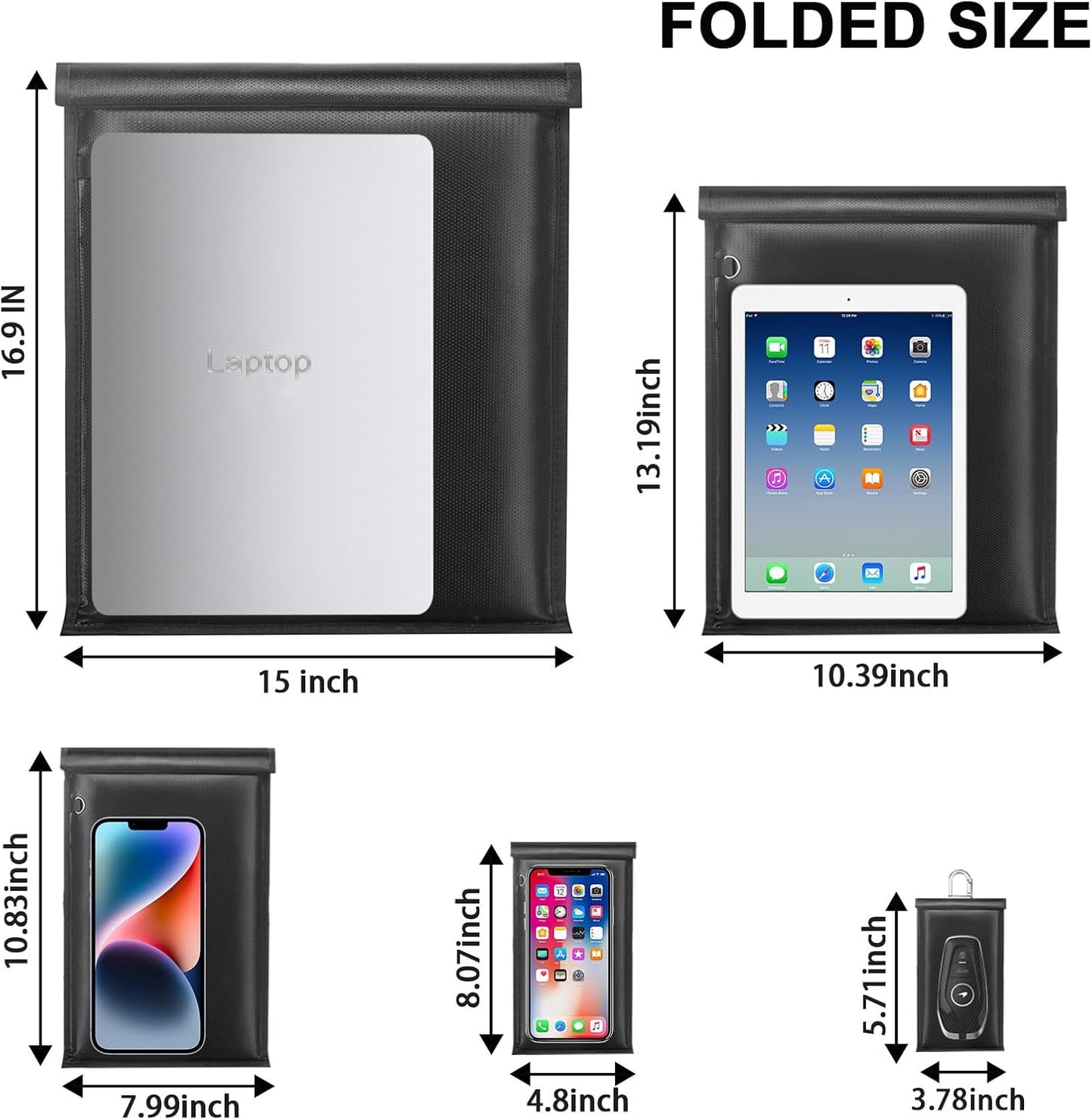 5 Pack Faraday Bags for Laptops & Tablets & Phones & Car Keys, Anti-Tracking Far