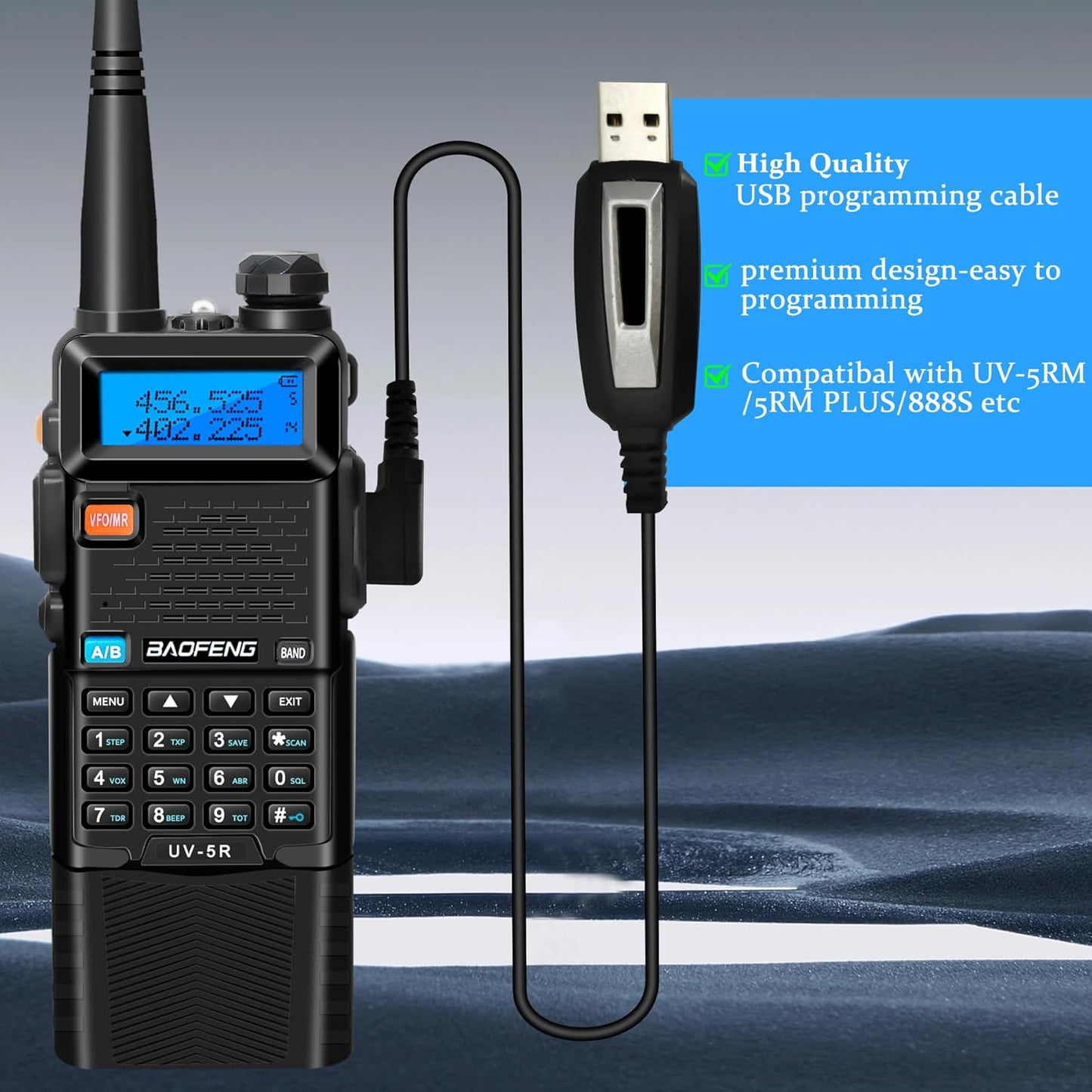 Unleash Your Communication Power with the UV-5R Ham Radio: Long Range 8W Walkie Talkies with 3800mAh Rechargeable Batteries, Tactical Antenna, and Earpiece - Perfect for Outdoor Adventures and Emergency Preparedness (2 Pack)