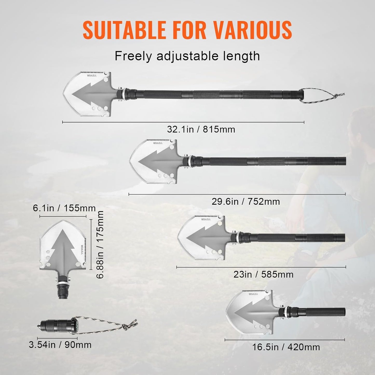 All-in-One Survival Shovel: 11-in-1 Camping Multitool Kit for Ultimate Outdoor Adventures
