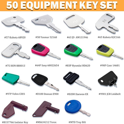 Unlock Efficiency with Our 50-Piece Heavy Equipment Key Master Set - Compatible with CAT, John Deere, Komatsu, and More!