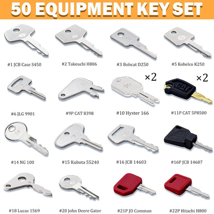 Unlock Efficiency with Our 50-Piece Heavy Equipment Key Master Set - Compatible with CAT, John Deere, Komatsu, and More!