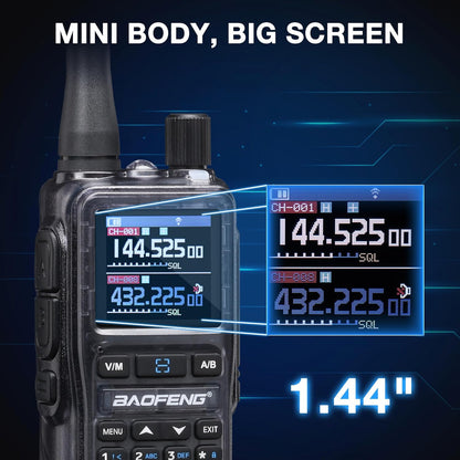 UV-5R Mini UHF VHF Ham Radio Handheld, BT APP Programming, Dual PTT, USB-C Charging, 999CH, NOAA FM Aviation Receiver, Pocket Walkie Talkie for Outdoor, Emergency, Backup, Ghost Blue [2Packs]