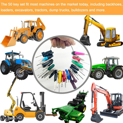 Unlock Efficiency with Our 50-Piece Heavy Equipment Key Master Set - Compatible with CAT, John Deere, Komatsu, and More!