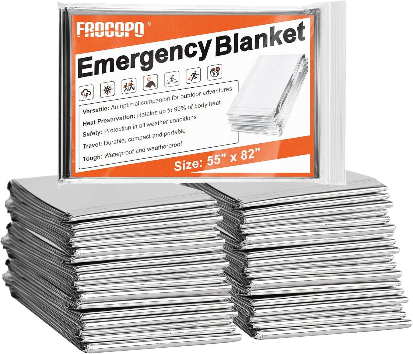 6 Pack Emergency Mylar Blanket, Emergency Blanket Space Blanket Survival Rescue Insulating Reflective Foil Kit Outdoors Hiking Camping Blanket Perfect for Outdoors, Hiking, Camping Survival