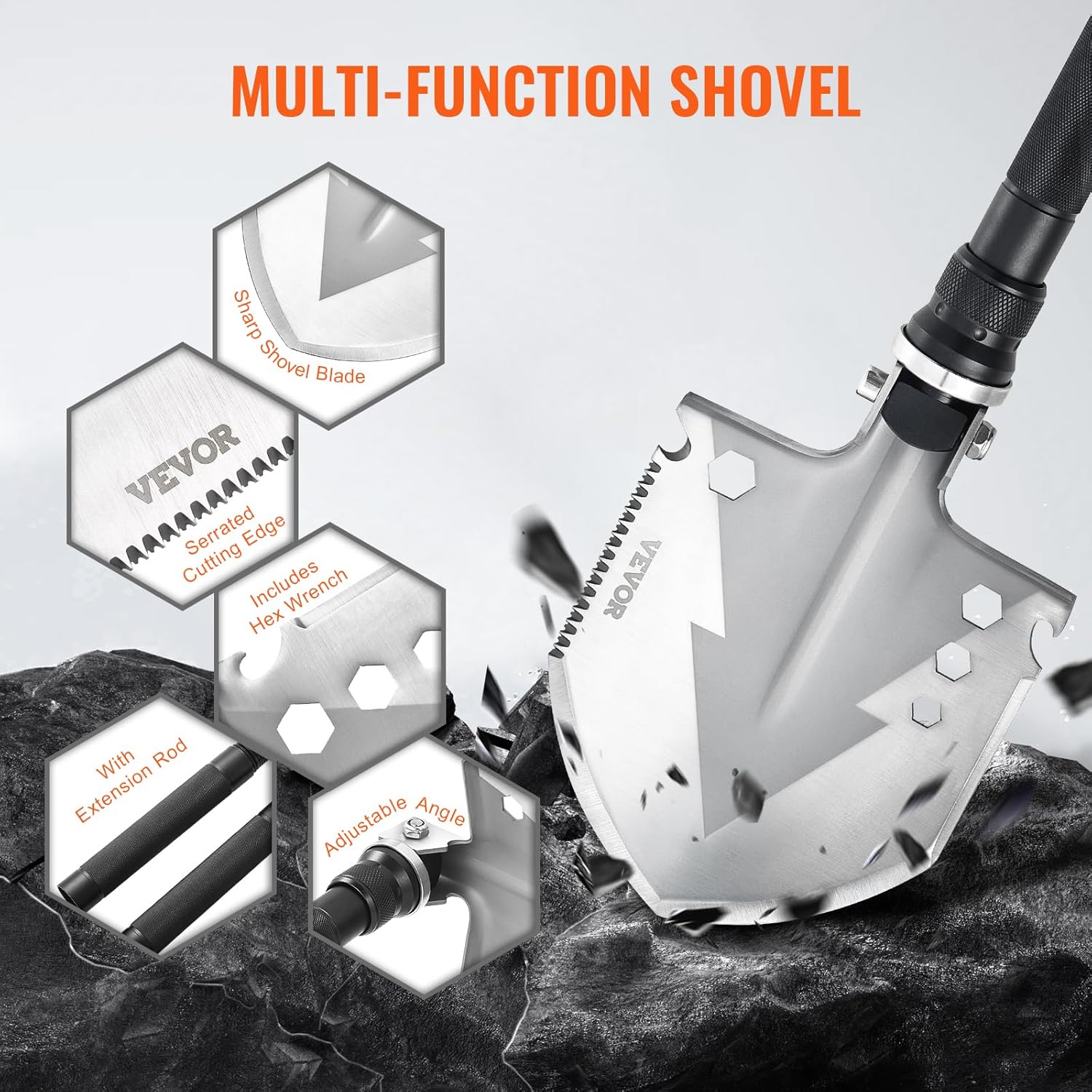 All-in-One Survival Shovel: 11-in-1 Camping Multitool Kit for Ultimate Outdoor Adventures