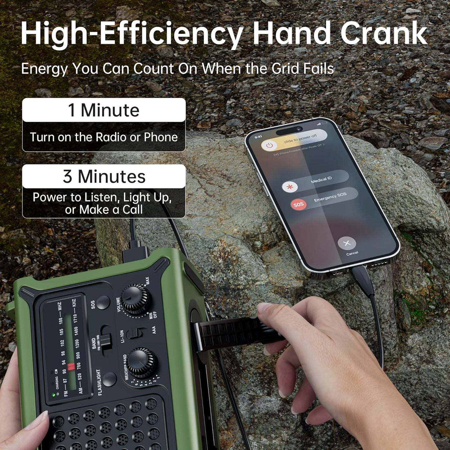 Ultimate Solar-Powered Emergency Radio with 12000mAh Battery, AM/FM/NOAA Reception, SOS Alarm, and Dual LED Flashlight for All Your Outdoor Adventures