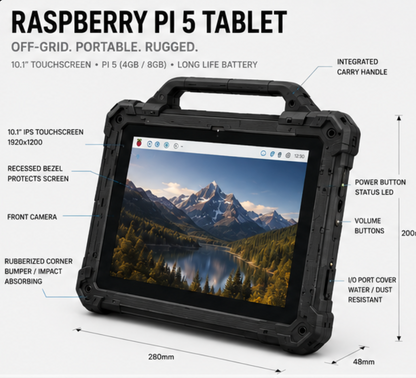 Rugged Raspberry Pi 4GB Tablet