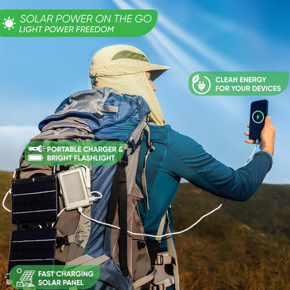 3-In-1 Solar Survival Kit, Emergency Flashlight with 5000Mah USB-C Power Bank & 7W Solar Panel for Power Outages, Camping, and Emergency Preparedness